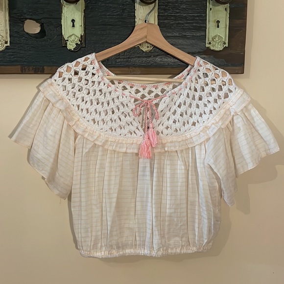 Free People Allora Crochet Striped Top Size XS - Picture 6 of 16